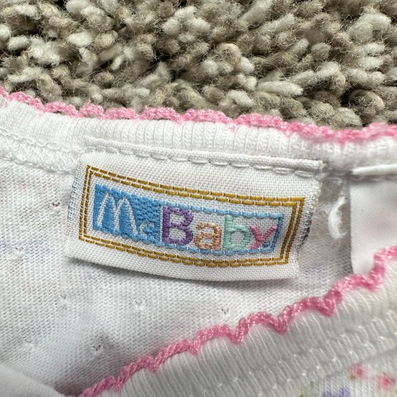 McBaby Floral Romper 3-6 Months Sleeveless White Pink Trim Baby Girl Outfit - Picture 4 of 7